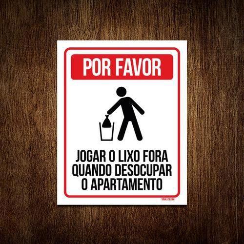 Imagem de Kit 10 Placas Jogar Lixo Quando Desocupar Apartamento