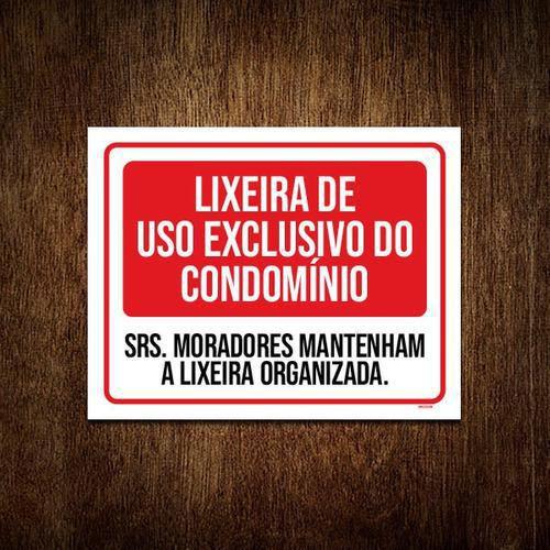 Imagem de Kit 10 Placas Lixeira Uso Exclusivo Condomínio Organizada