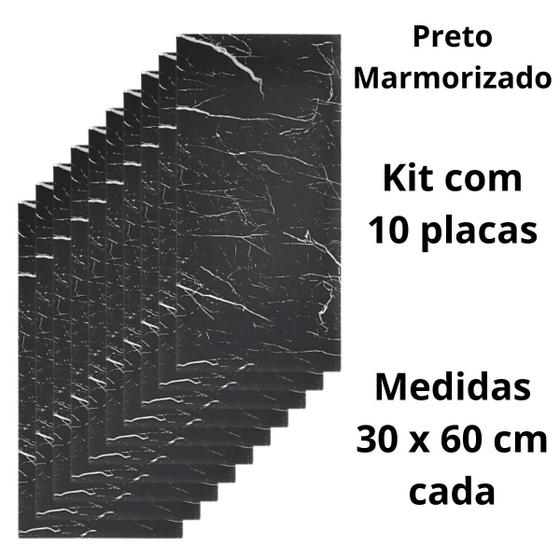 Imagem de Kit 10 Placas Marmorizada Auto Colante Vinílico Lavável 30x60cm Papel de Parede