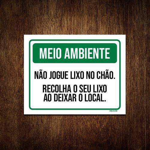 Kit 10 Placas Meio Ambiente Não Jogue Lixo No Chão - Sinalizo.Com ...