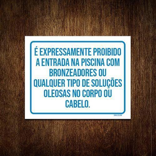 Imagem de Kit 10 Placas Não Entra Piscina Bronzeador Soluções Oleosas