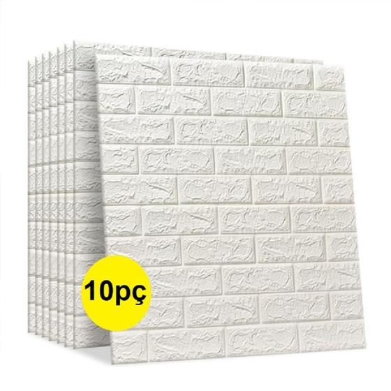 Kit 10 Placas Painel 3D Revestimento Tijolo Branco Auto Adesivo 70cm x 76cm Menor preço em Kit 10 Placas Painel 3D Revestimento Tijolo Branco Auto Adesivo 70cm x 76cm