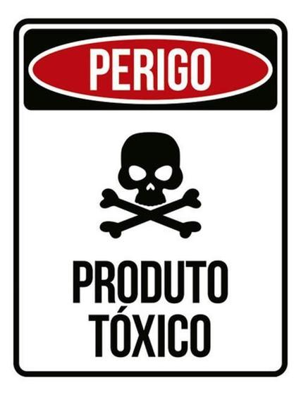 Imagem de Kit 10 Placas Perigo Caveira Produto Tóxico 36X46