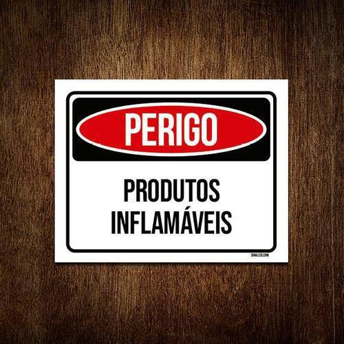 Imagem de Kit 10 Placas Perigo Produtos Inflamáveis