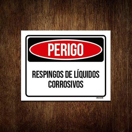 Imagem de Kit 10 Placas Perigo Respingos De Líquidos Corrosivos