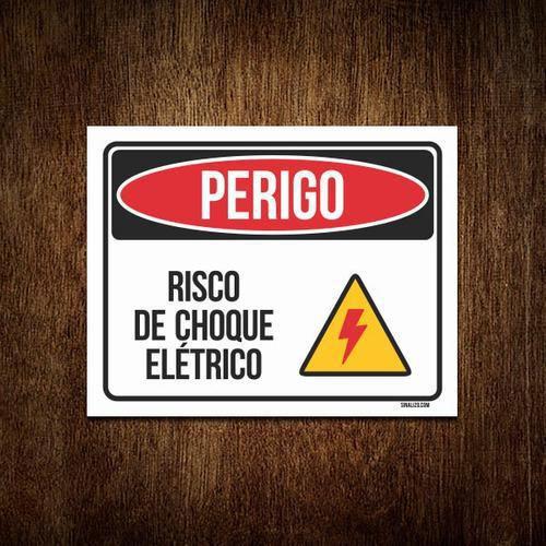 Imagem de Kit 10 Placas Perigo Risco De Choque Elétrico