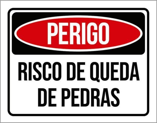 Imagem de Kit 10 Placas Perigo Risco Queda Pedras 36X46