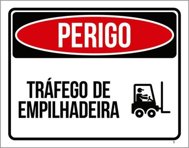 Imagem de Kit 10 Placas Perigo Tráfego Empilhadeira 36X46