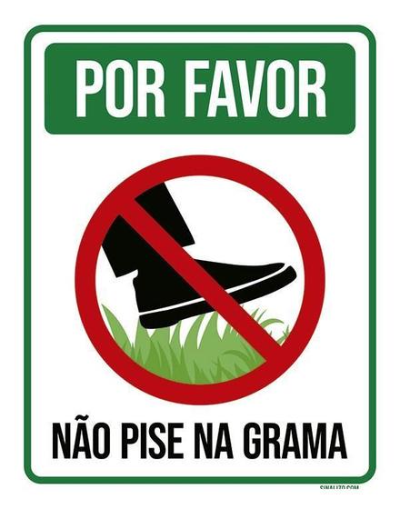 Imagem de Kit 10 Placas Por Favor Não Pise Na Grama Desenho 27X35