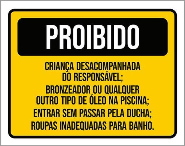 Imagem de Kit 10 Placas Proibido Criança Desacompanhada Bronzeador