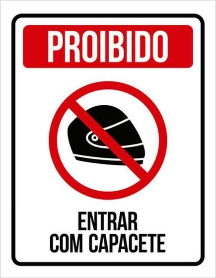 Imagem de Kit 10 Placas Proibido Entrar Com Capacete