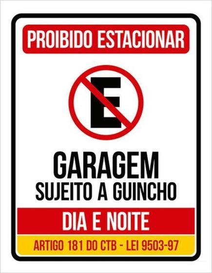 Imagem de Kit 10 Placas Proibido Estacionar Guincho Dia Noite 36X46