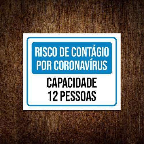 Imagem de Kit 10 Placas Risco De Contágio Capacidade 12 Pessoas