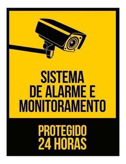 Imagem de Kit 10 Placas Segurança 24 Horas Alarme Monitoramento 27X35