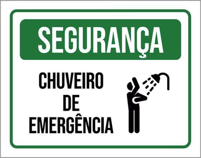 Imagem de Kit 10 Placas Segurança Chuveiro De Emergência Ícone 36X46