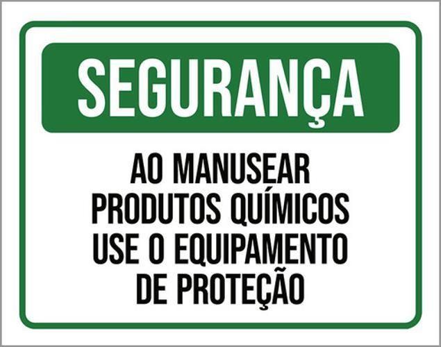 Imagem de Kit 10 Placas Segurança Manusear Produtos Químicos 36X46