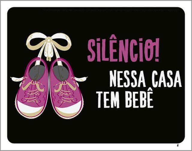 Imagem de Kit 10 Placas Silêncio Nessa Casa Bebê Rosa 36X46