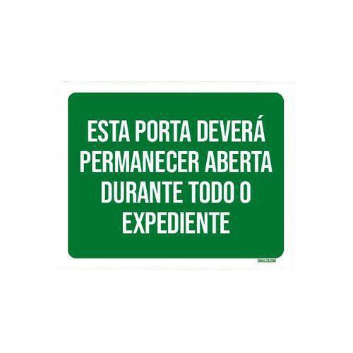 Imagem de Kit 10 Placas Sinalização Porta Deverá Permanecer Aberta