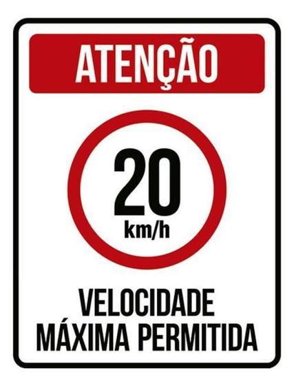 Imagem de Kit 10 Placas Velocidade Máxima 20Km Máximo 36X46