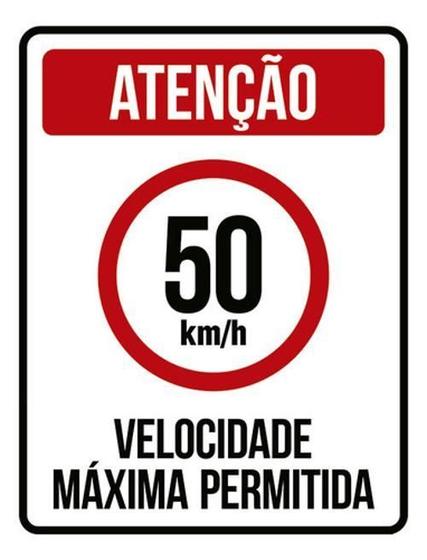 Imagem de Kit 10 Placas Velocidade Máxima 50Km Máximo 36X46