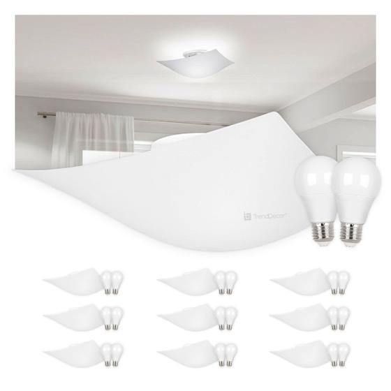 Kit 10 Plafon Luminária de Teto Taschibra Solari Quadrado 2x E27 com Lâmpadas Menor preço em Kit 10 Plafon Luminária de Teto Taschibra Solari Quadrado 2x E27 com Lâmpadas