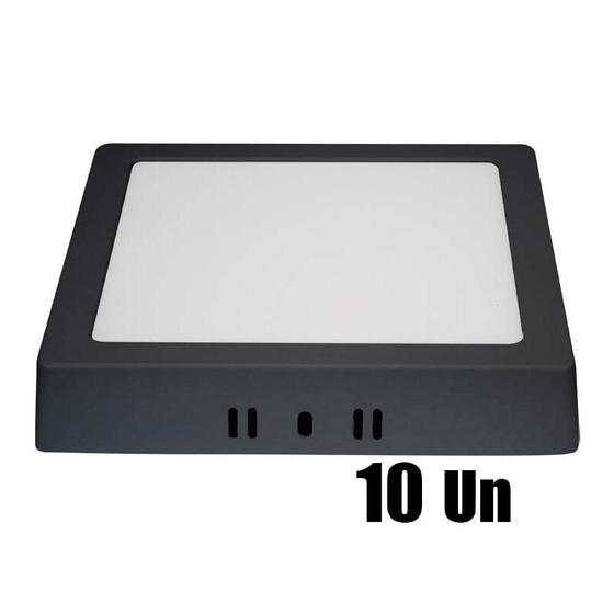 Imagem de Kit 10 Plafon Painel Led Sobrepor Qua Preto 6500k 17x17 12w