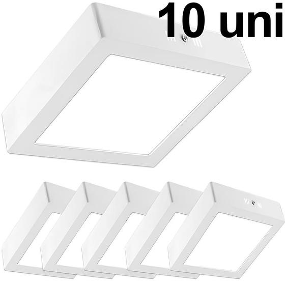 Imagem de Kit 10 Plafon Sobrepor Luminária Led Branco Frio 24W Quadrado