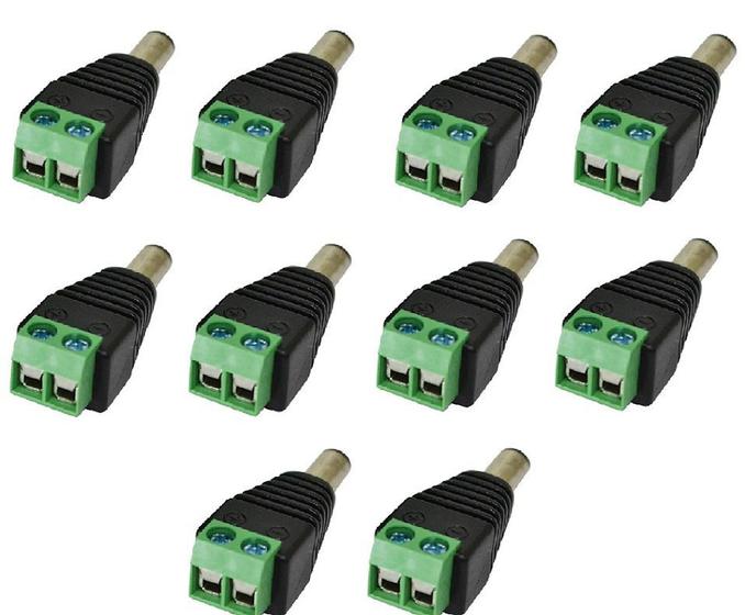 Imagem de Kit 10 Plug P4 Macho C/ Borne 5x5 X 2.1mm