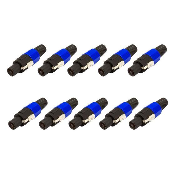 Imagem de Kit 10 Plug Speakon Macho Conector Com Trava 4 Pinos ul
