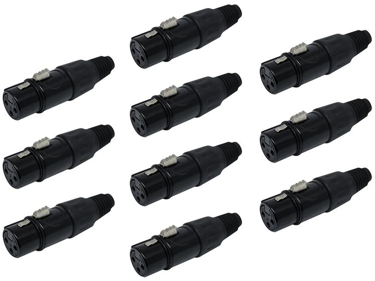 Imagem de Kit 10 Plugs Conector Xlr Canon Macho Q13b Csr Microfone Dmx