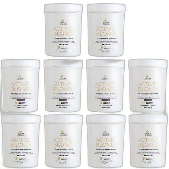 Imagem de Kit 10 Pó Descolorante Capilar Active Blond Blue Dyusar 500G