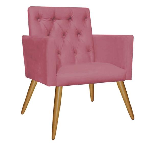 Imagem de Kit 10 Poltrona Cadeira Nina Captone Decorativa Recepção Sala De Estar Suede Rose Gold - KDAcanto Móveis