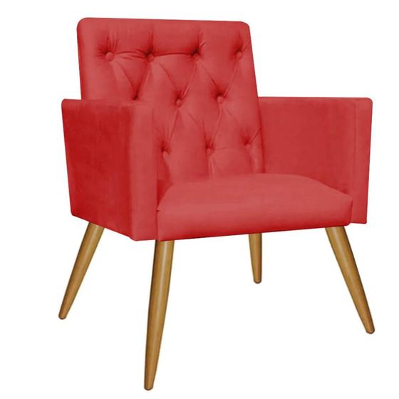 Imagem de Kit 10 Poltrona Cadeira Nina Captone Decorativa Recepção Sala De Estar Suede Vermelho - KDAcanto Móveis