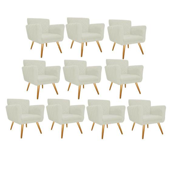 Imagem de Kit 10 Poltronas Cadeira Decorativa Cloe  Pé Palito Para Sala de Estar Recepção Escritório Corinho Branco - KDAcanto Móveis