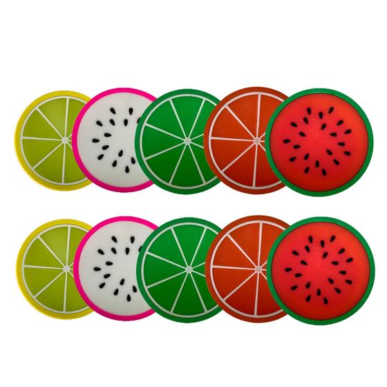 Imagem de Kit 10 Porta Copos Formato De Fruta Suporte Descanso Modelos Sortidos