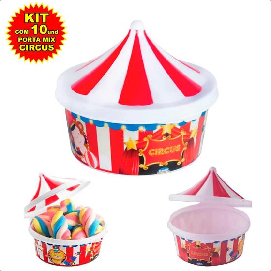 Imagem de Kit 10 Pote Porta Mix Circo Lembrança Infantil 6496-Plasutil