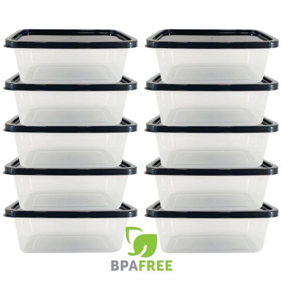 Imagem de Kit 10 Potes 1,5 Litros BPA Free com Tampa Preto