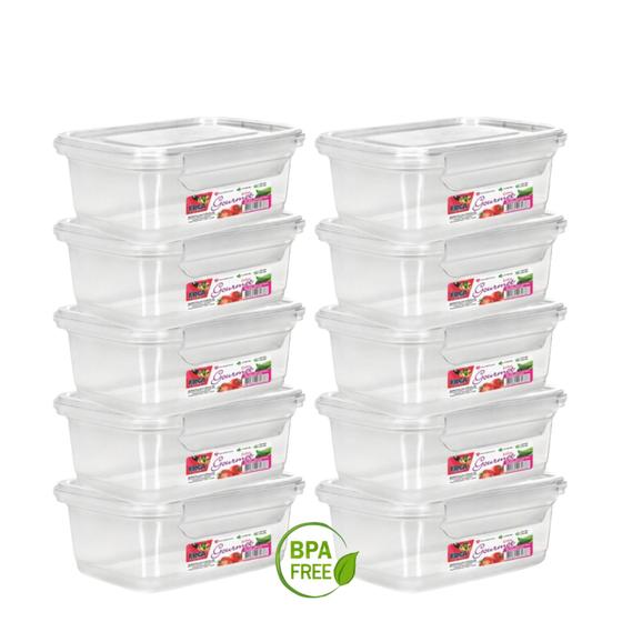 Kit 10 Potes 750ml Tampa com Trava, Kit 10 Marmitas Reutilizáveis Menor preço em Kit 10 Potes 750ml Tampa com Trava, Kit 10 Marmitas Reutilizáveis
