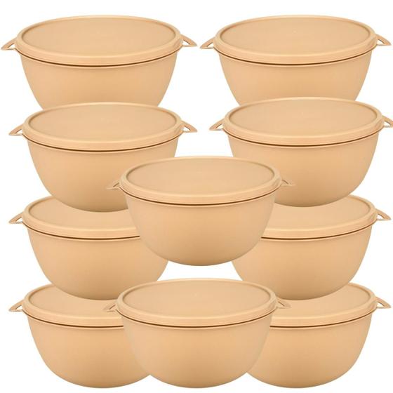 Imagem de Kit 10 Potes Bowl  1 Litro Aptos Para Freezer, Micro-ondas e Lava-louças