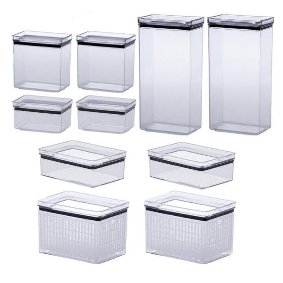 Imagem de Kit 10 Potes Hermético 580ml / 770ml / 1,3L / 1,8L e 2,6L