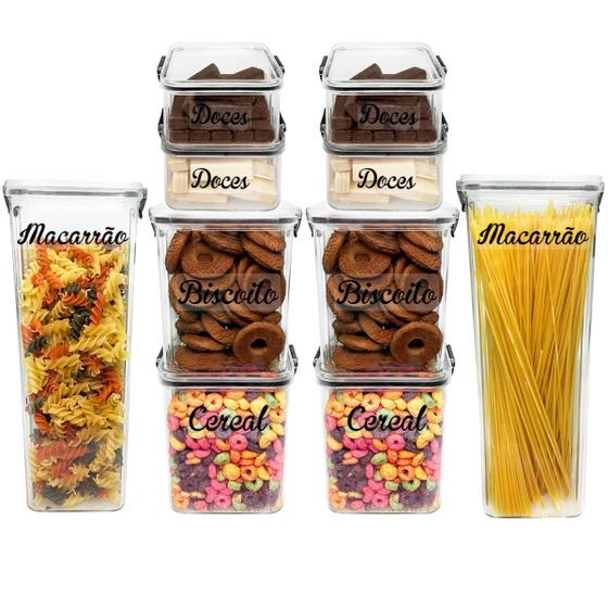 Imagem de Kit 10 Potes Herméticos Porta Mantimento com Tampa com Trava para Alimentos