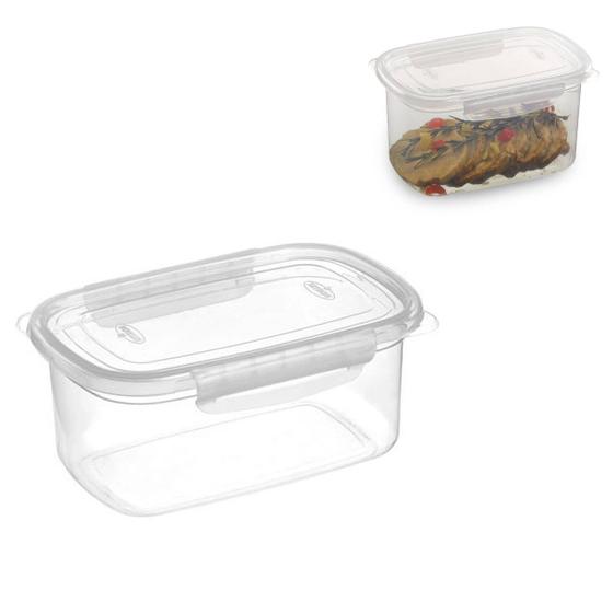 Imagem de Kit 10 Potes Marmita Retangular Com Tampa Travas 850ml