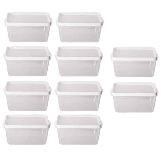 Imagem de Kit 10 Potes Para Alimentos Retangular 13,5x9x6 Cm 525 ML