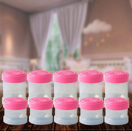 Imagem de Kit 10 Potes Para Leite Materno papinha alimento leite em pó 5 Uni/80ml e 5 Uni/120mlA