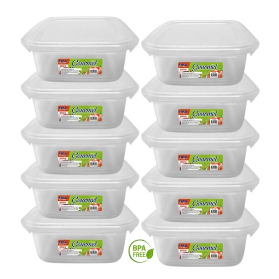 Imagem de Kit 10 Potes Quadrados 850ml Tampa com Trava
