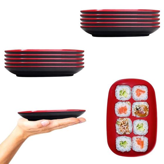 Imagem de Kit 10 Pratos Travessa Pequena Sushi Petisco 17,5cm Melamina  Fuxing 