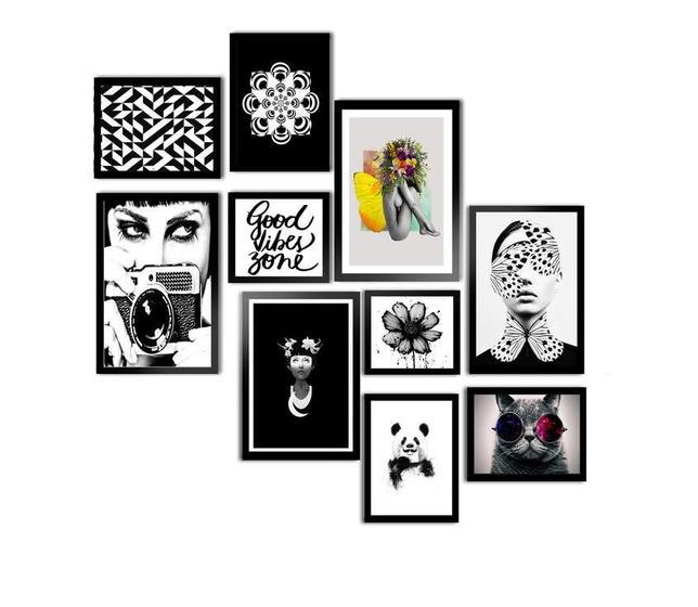 Imagem de Kit 10 Quadros Moldura Contemporaneo Good Vibes Zone