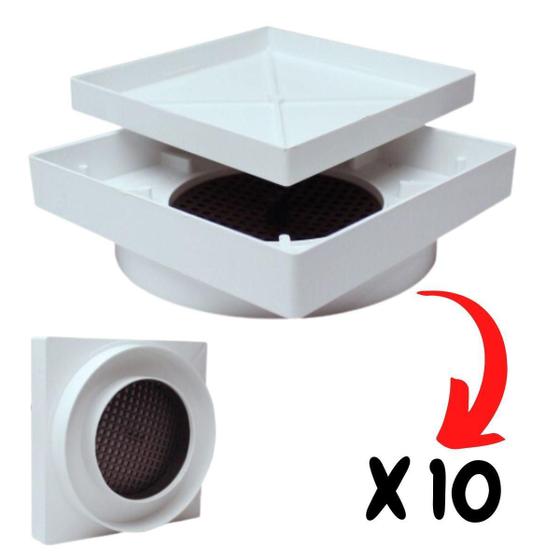 Imagem de Kit 10 Ralo 15X15 Oculto Piso Porcelanato Inteligente Branco