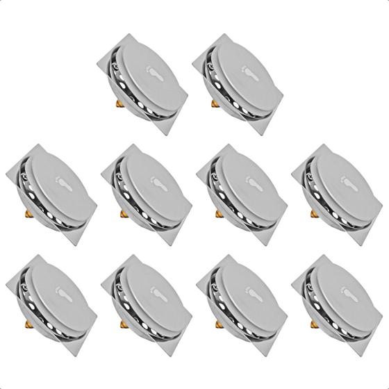 Imagem de Kit 10 Ralo Click Quadrado 10x10 Aço Inox Veda Cheiro Odores e Insetos