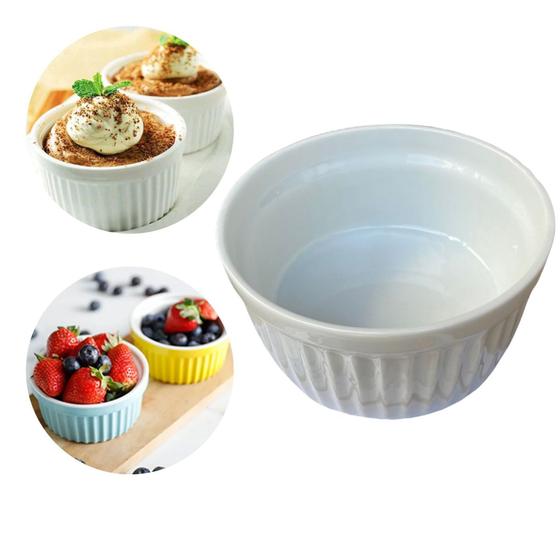 Kit 10 Ramekin Grande Porcelana 250ml Microondas Forno Geladeira Ta na Mão Ramequim